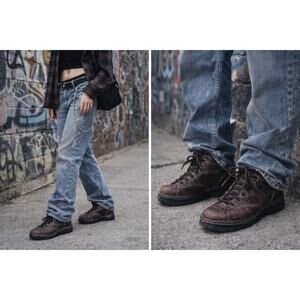 Vintage Eastland Badger Brown Leather Boots Women's Size 8M Chunky Lug Sole 0812